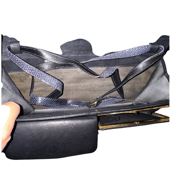 Vintage Blue Snakeskin Leather Clutch Shoulder Bag Classic‎ Luxury Retro Glamour